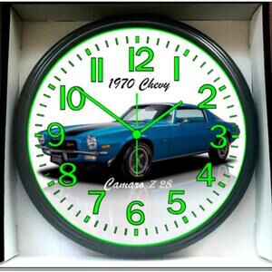 1970 Chevy Camaro Z28 Glow In The Dark Wall Clock New!